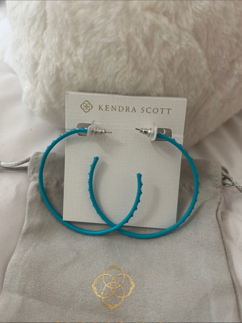 Kendra Scott Val Aqua Crystal Hoop Earrings | Turquoise Blue | NWT